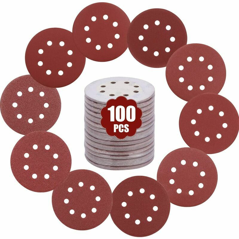 Qersta - Sandpaper, Sanding Discs, 100Pcs 125mm Discs, 10 Sheets Per Grit, Random Orbit Sander Pads, for Oscillating Multi Tool - F1602000101