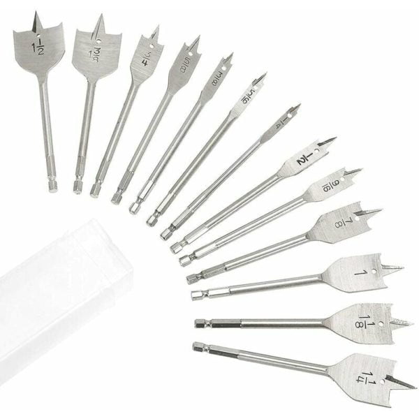 Qersta - Spade Drill Bit Set 13pcs Spade Bit Set Drill Bit Sets Woodworking Bits for Woodworking with Plastic Storage Box