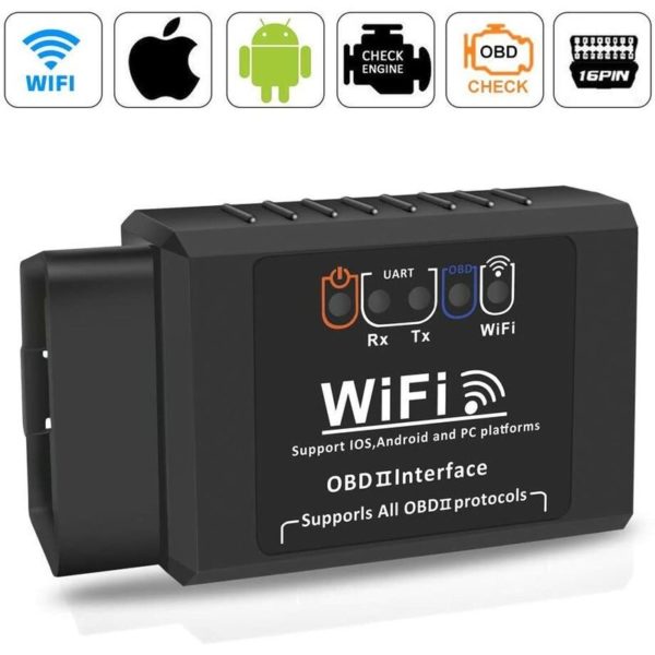 Qhui OBD2 Auto Diagnostic Case, Car Diagnosis Socket WiFi obd Adapter Multi-Brand Fault Code Scanner elm327 Engine System Diagnostics Tools