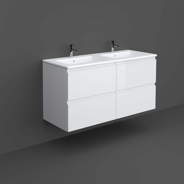 RAK Joy Wall Hung Vanity Unit with Basin 1200mm Wide - Pure White