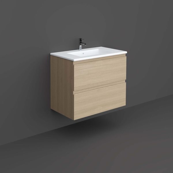 RAK Joy Wall Hung Vanity Unit with Basin 800mm Wide - Scandinavian Oak