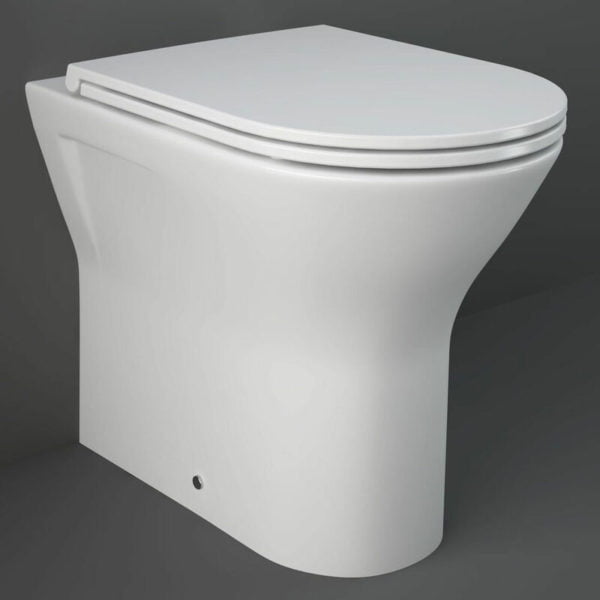 RAK Resort Rimless Back to Wall Toilet 450mm Extended Height - Slim Sandwich Soft Close Seat