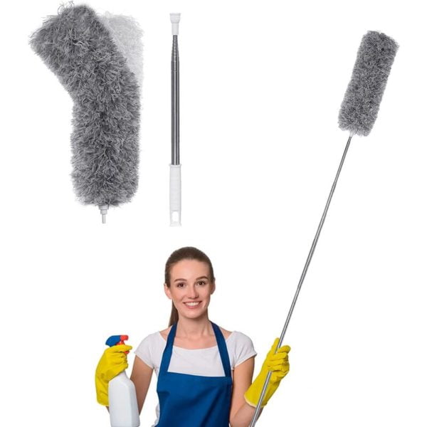 RHAFAYRE Duster Duster 254cm, Telescopic Duster Duster with Telescopic Handle Microfiber Duster Foldable Duster Washable Duster Cleaning Duster for