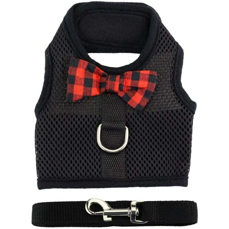 Rabbit Harness with Adjustable Soft Mesh Leash for Rabbits, Kittens and Guinea Pigs, Rat, m, Black