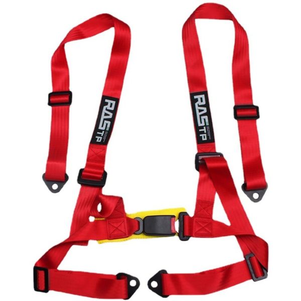 Racing 4 Point Safety Harness 2 Polyester Straps, 4 Point Quick Release Seat Belt Red (Pack of 1)