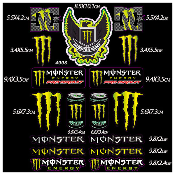 Racing Car Motorcycle Monster Energy Stickers Helmet Decals For Yamaha Honda Kawasaki Suzuki (Style b)