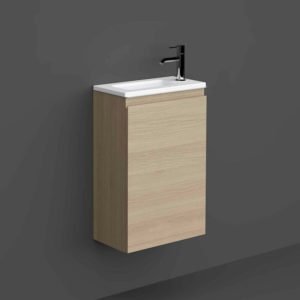 Rak Joy Wall Hung Vanity Unit with Basin 400mm Wide - Scandinavian Oak