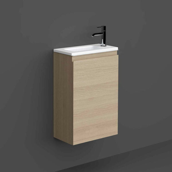 Rak Joy Wall Hung Vanity Unit with Basin 400mm Wide - Scandinavian Oak