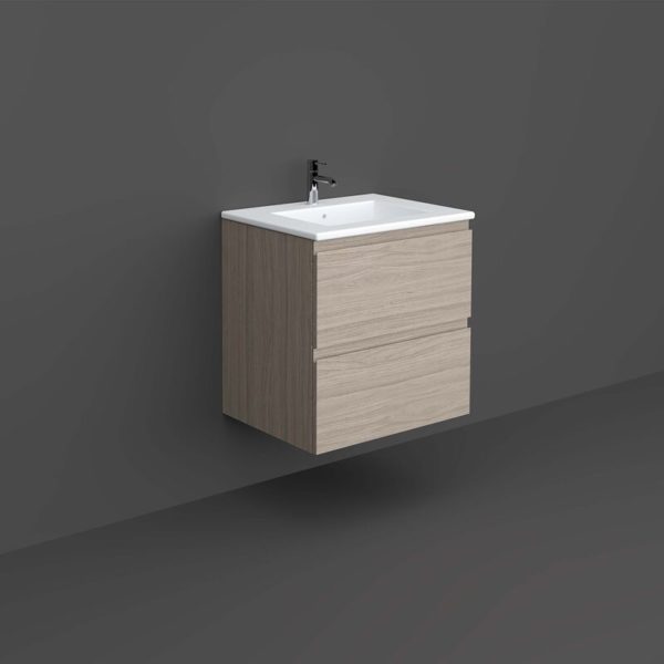 Rak Joy Wall Hung Vanity Unit with Basin 600mm Wide - Grey Elm