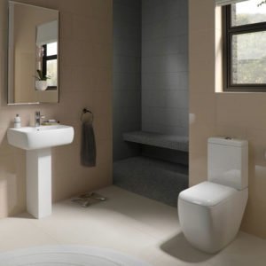 Rak Metropolitan Bathroom Suite Close Coupled Toilet and Basin 520mm Wide - 2 Tap Hole