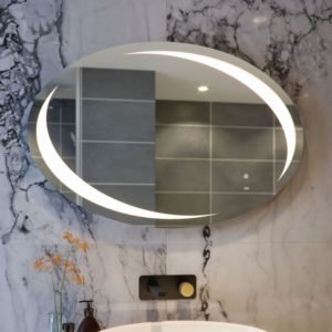 Rakceramics - rak Hades Oval led Mirror with Switch and Demister Pad 600mm h x 900mm w Illuminated