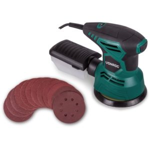 Random orbital sander 300W - Ø125mm - With dust collection box & 12 pieces sanding paper - Vonroc