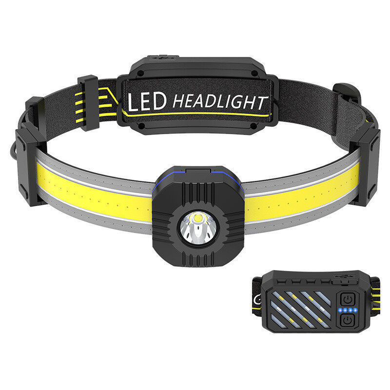 Rechargeable LED Headlamp, Waterproof Powerful Head Torch with 10 Lighting Modes, Adjustable Headlamps for Fishing, Camping, Hiking, Cycling