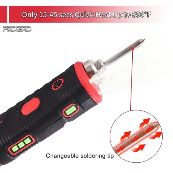 Rechargeable Soldering Iron with Touch Sensor and LED Projector, Professional Cordless Soldering Kit