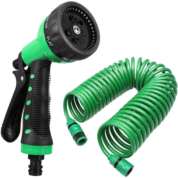 Recoil Garden Hose with Nozzle 7 Spray Patterns High Pressure Car Washer Jet/ Fan/ Mist Hand Sprayer Sprinkler, 7.5m Hose - 7.5m Hose