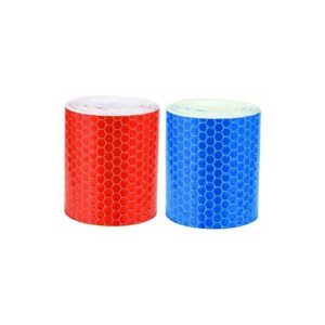 Reflective Tape, 2Pcs 5cm×3 Meters High Visibility Self Adhesive Sticker Reflective Tape for Vehicles Cars Trailers Bikes Helmets - Red and