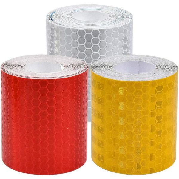 Reflective Tape, Safety Adhesive Tape 3 Roll of Warning Tape Reflector Stickers for Vehicles Bikes Helmet Motorcycles, 3 Colours, 5 cm x 1 Meter