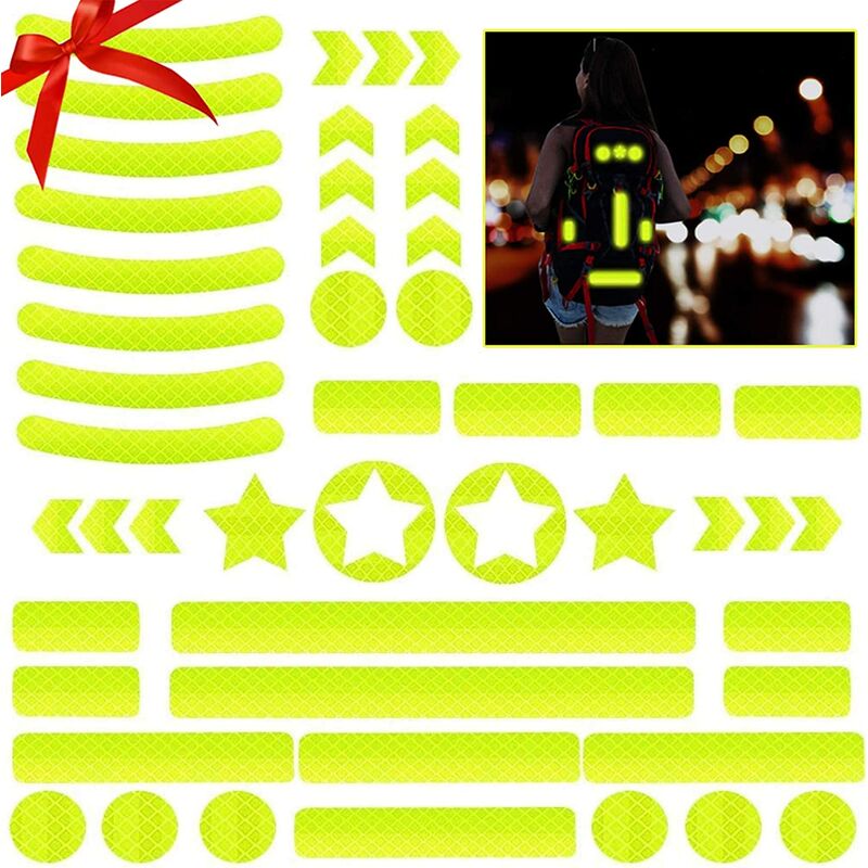 Reflective film set self-adhesive self-adhesive reflector 42 pieces for safety marking of prams, bicycles, helmets with stickers. - Litzee