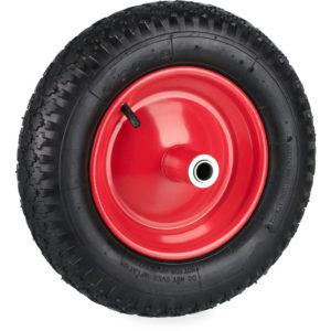Relaxdays 3.50-8 Wheelbarrow Tyre, Pneumatic Spare Wheel, Supports up to 100 kg, with Valve, Steel Rim, Black/Red