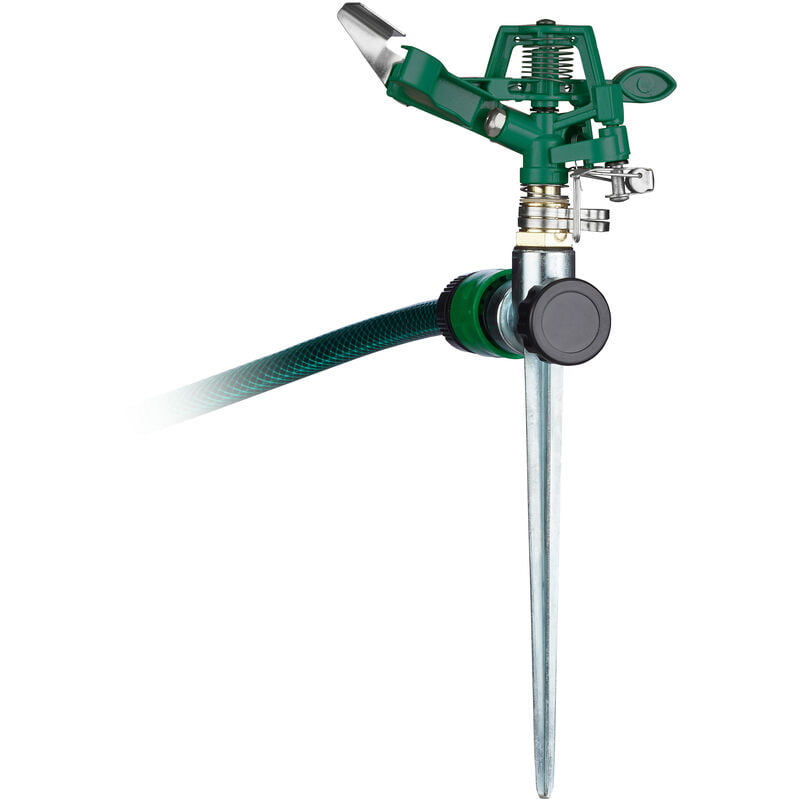 Relaxdays Impact Sprinkler, Garden Irrigation, Impulse, 360° Spray, 12