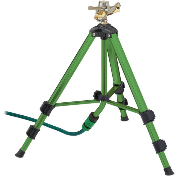 Relaxdays - Sprinkler on Telescopic Tripod Stand, Spray Range up to 9 m, 360°, Impact, Metal, Green/Black