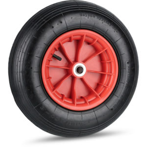 Relaxdays Wheelbarrow Tyre, 4.80/4.00-8, Pneumatic Spare Wheel, Plastic Rim, Valve, Supports up to 120 kg, Black/Red