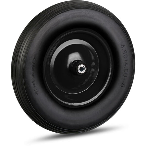 Relaxdays Wheelbarrow Wheel, 4.80 4.00-8 Solid Rubber, Steel Rim, Flat-Free Spare Tire, 100kg Capacity, Black