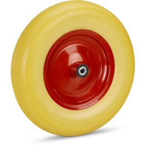 Relaxdays Wheelbarrow Wheel, 4.80 4.00-8 Solid Rubber, Steel Rim, Flat-Free Spare Tire, 100kg Capacity, Yellow-Red