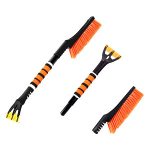 Removable Snow Brush with Squeegee Ice Scraper Telescoping Foam Grip for Car Truck suv mpv Light Weight Orange