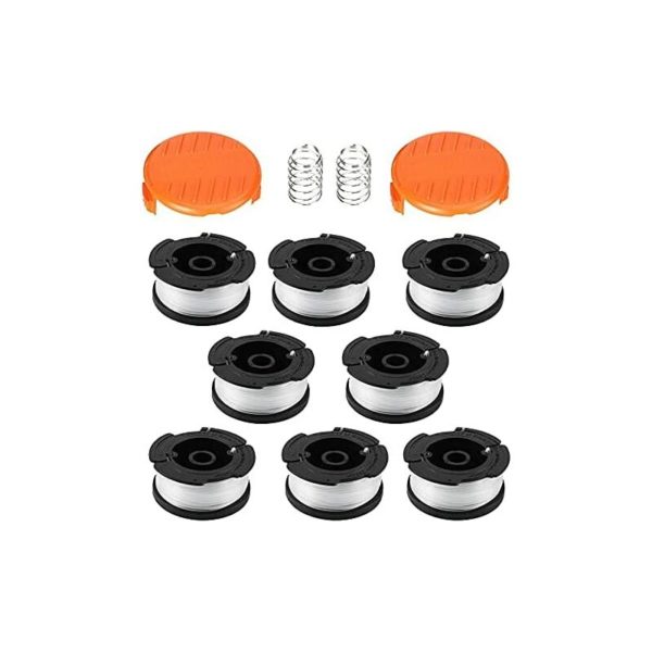 Replacement Spool for Black+Decker AF-100 Grass Trimmer, Auto Feed Replacement (6/8 Spools, 2 Hoods, 2 Springs) (8 Pieces)