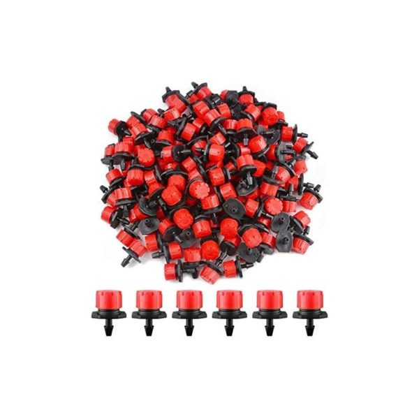Rhafayre - 200pcs Adjustable Irrigation Dripper, 1/4'' Drip Irrigation System Micro Flow Drip Head Irrigation Mist Nozzles for Vegetable Gardens or
