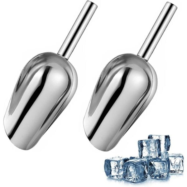 Rhafayre - 2PCS Food Scoop Ice Cream Scoop Stainless Steel Food Shovels Multifunction Candy Scoop Ice Cream Grain Pastry Sugar Candy for Weddings