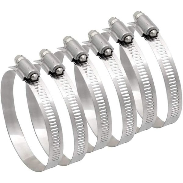 Rhafayre - 6 Pieces Hose Clamp 91-114mm Hose Clips Adjustable Range Stainless Steel For Range Hood Pipes And Other Hoses