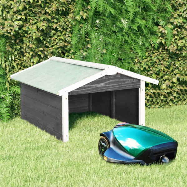 Robotic Lawn Mower Garage 72x87x50 cm,Grey and White Firwood