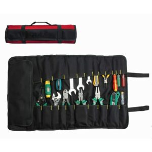 Rolling Tool Bag, 22 Pockets, Multi-Purpose Tool Bag, Roll Up Roll Up Bag, Tool Organizer, Portable Tool Pouch, Screwdrivers, Red Wrenches, Tool
