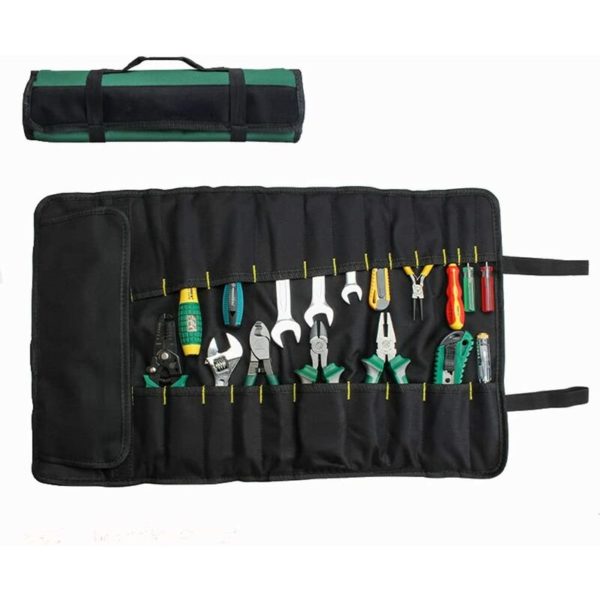 Rolling Tool Bag, 23 Pockets, Multi-Purpose Tool Bag, Roll Up Tool Bag, Tool Organizer, Portable Tool Pouch, Screwdriver, Red Wrenches, Tool Storage