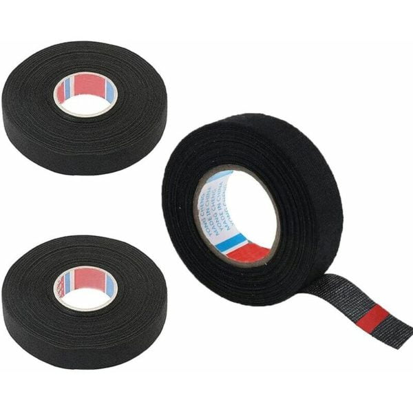 Rolls Automotive Cloth Tape Cloth Car Tape Vehicle Insulation Tape Black Insulation Tape Wiring Harness Tape for Car Motorcycle Wiring Harness,19mm x