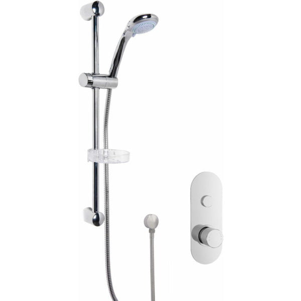 Round Thermostatic Concealed Push Button Shower Valve with Slider Rail Kit - Chrome - Nuie