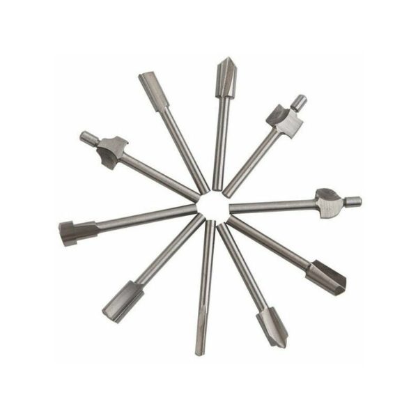 Router Bits, 10 Pieces 3mm 1/8" HSS Woodworking Cutters Router Bits Accessory Kit Rotary Multi-Tool Router Bits