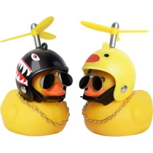 Rubber Duck Toy, Duck Car Dashboard Decorations, Rubber Duck Car Ornaments, Cool Duck with Propeller/Helmet/Sunglasses/Gold Chain
