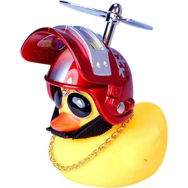 Rubber duck toy car ornaments yellow duck car dashboard decorations cool glasses duck with propeller helmet