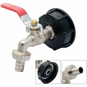 S60X6 Chrome Plated Brass Faucet Connector for 1000L IBC Tank Garden Faucet Drain Tank Adapter with 1/2 Hose Connector