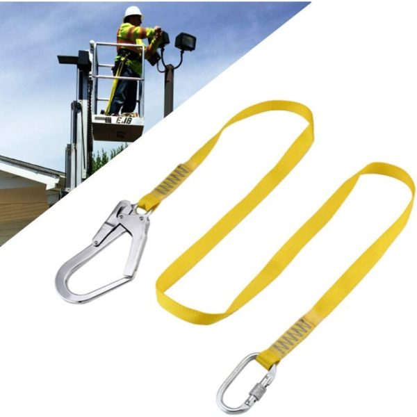 Safety Climbing Lanyard Harness Fall Protection Strap with Carabiner, Rope Positioning Positioning for Climbing Roof Tree Pruning Rescue, 70.8 inch