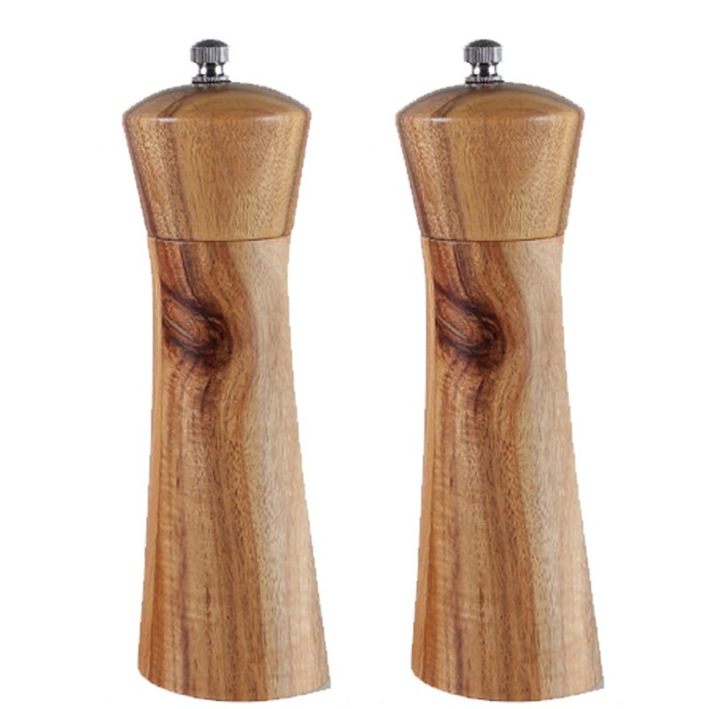 Salt and Pepper Grinders Set, Acacia Wooden Salt and Pepper Mills Shakers Kit Ceramic Rotor 2pcs6 inch (color box)