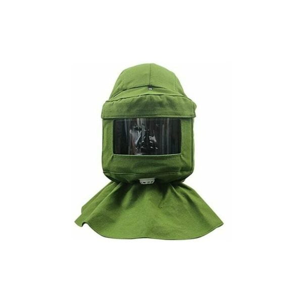 Sandblasting bell, sandblasting scarf, windproof mask, sandblasting, dust protection tools, face mask, green cloth + protective helmet