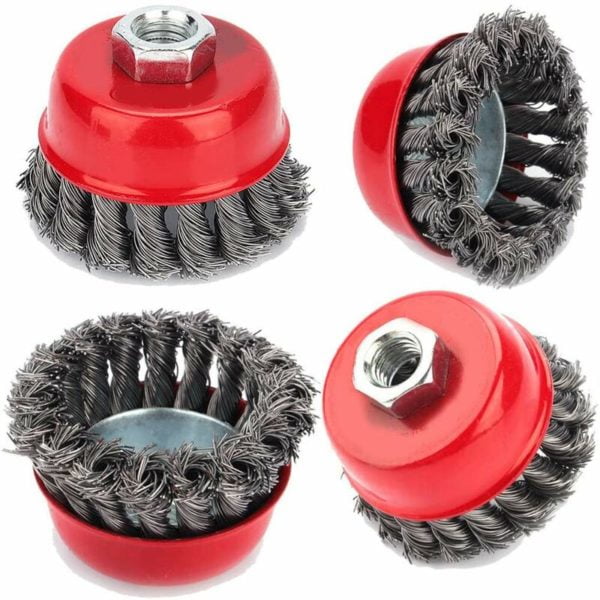 Sanding brush - Metal brush - M14 - 75 mm - Wounded metal brush - Abrasive hair kit to remove varnishes and coverings