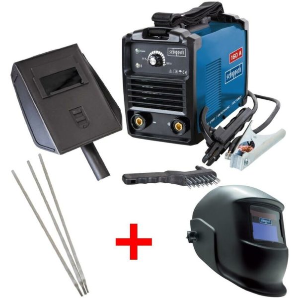 Scheppach - kit inverter welder 160AMP mma 230V + accessories + welding helmet