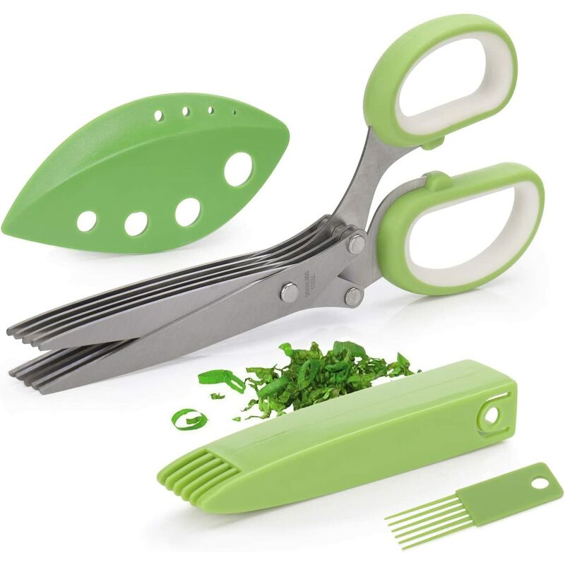 Scissors Set - Culinary Multipurpose Cutting Shears with Stainless Steel 5 Blades, Stripping Tool, Safety Cover and Cleaning Comb for Cutting