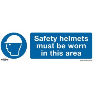 Sealey Mandatory Safety Sign - Safety Helmets Must Be Worn In This Area - Rigid Plastic - Pack of 10 SS8P10