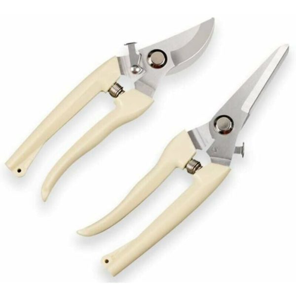 Secateurs, Hand Scissors, Spring Scissors Professional Secateurs, Ergonomic Garden Tools and Garden Accessories, Sharp, 2 Pieces (Straight Cut,